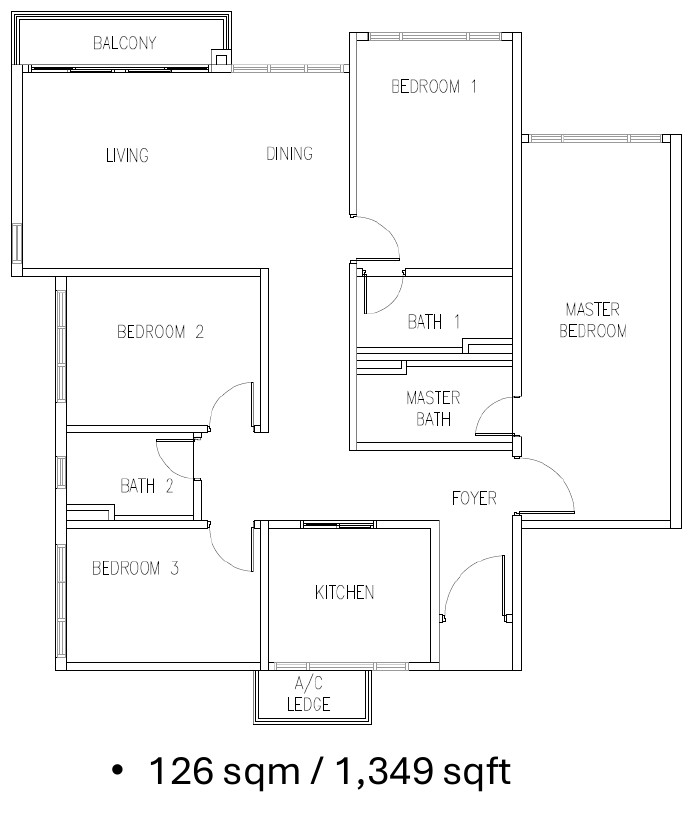 Hillview @ Senibong Cove floor plan, Type D1