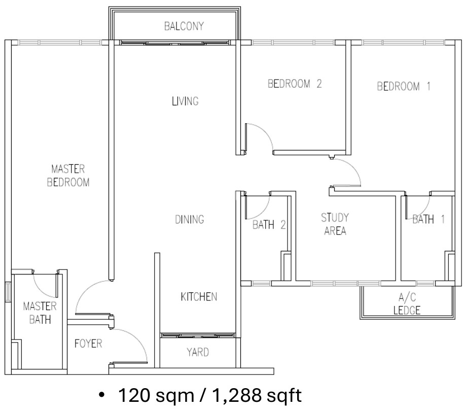 Hillview @ Senibong Cove floor plan, Type D2a
