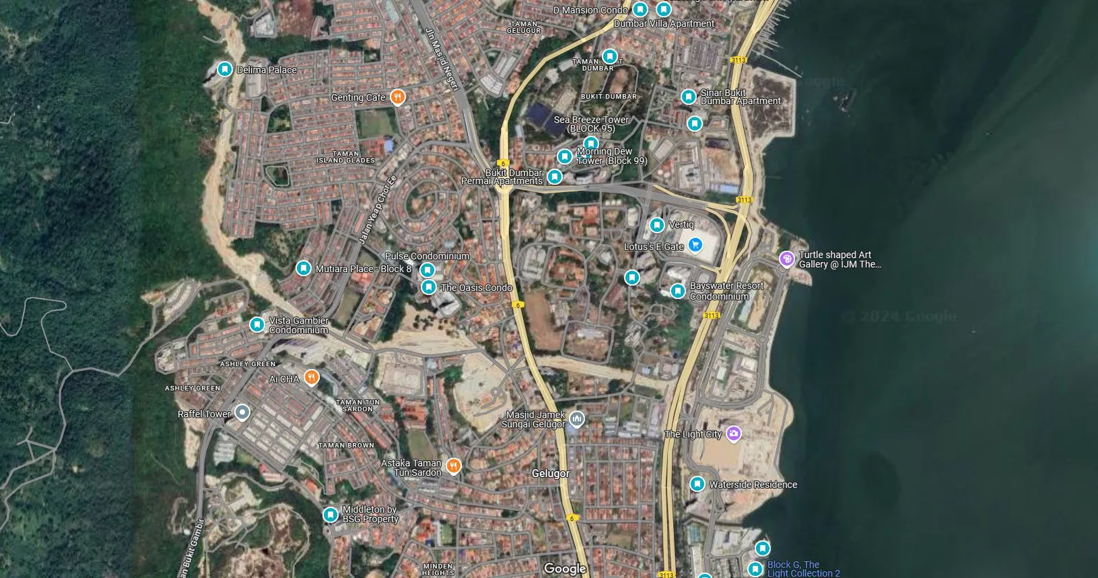 Keeperz Suites, Gelugor: site location on the Gelugor coast between George Town and the Penang Bridge