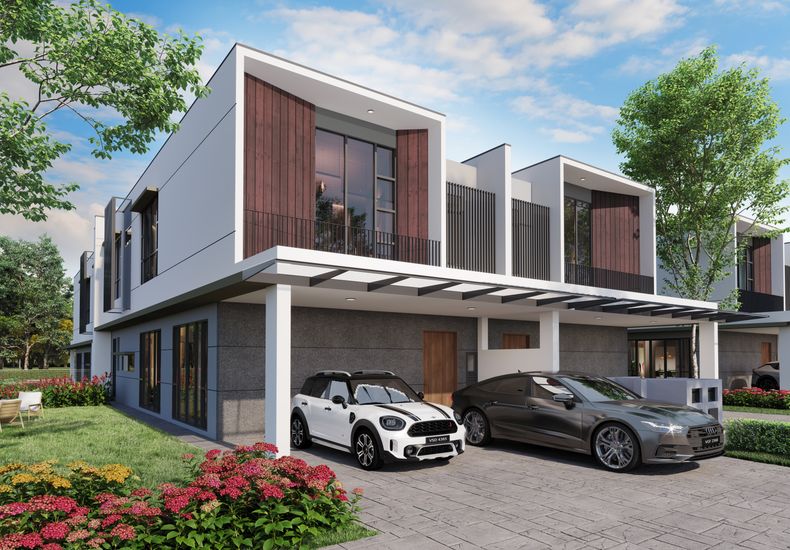 Kew Green Cassia two-storey cluster house render