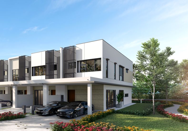 Kew Green Pine two-storey link house render