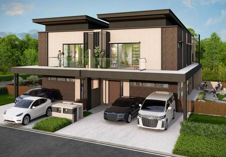 Kew Woods Acacia two-storey cluster house render