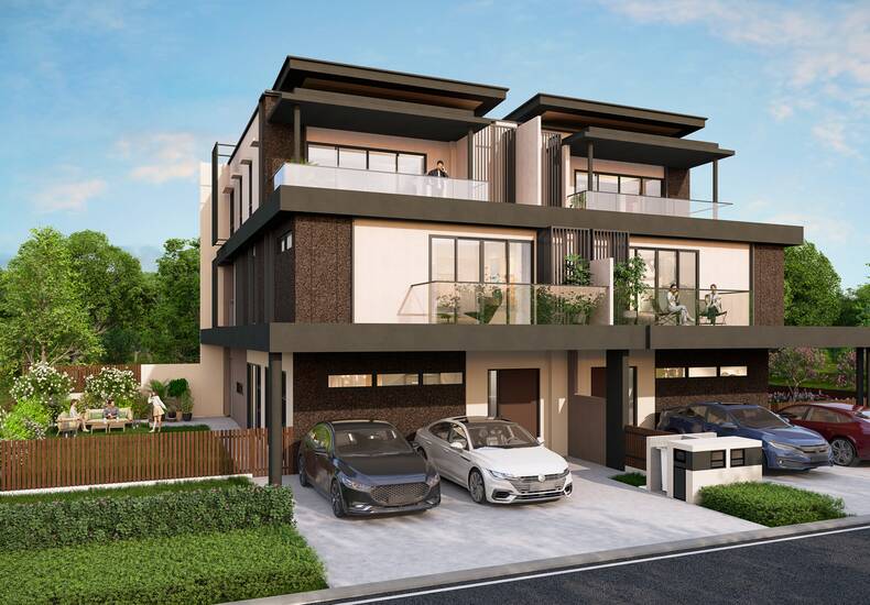 Kew Woods Banyan three-storey cluster house render