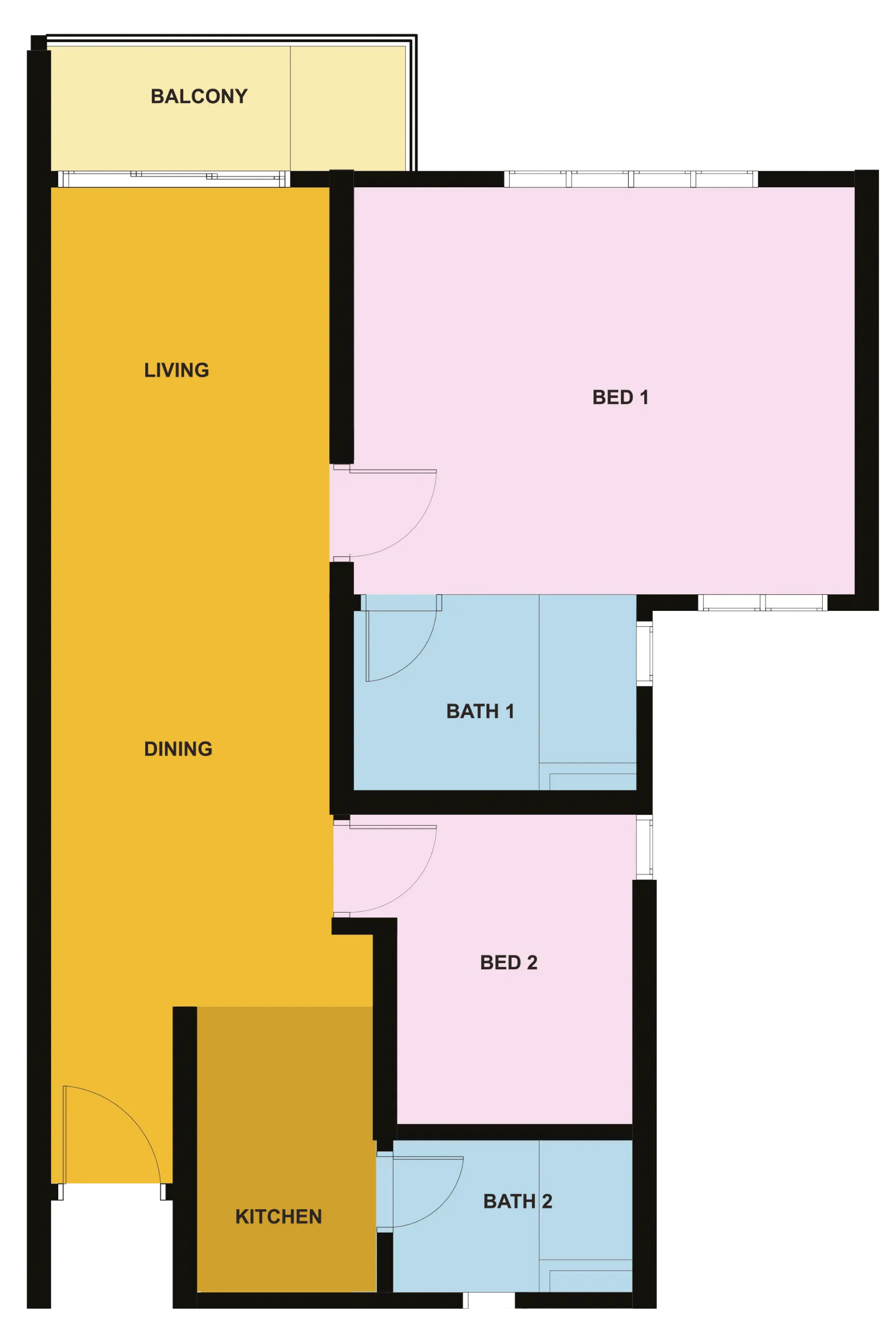 KSL D'Secret Garden 2 户型图 Type B1，2房，753平方尺