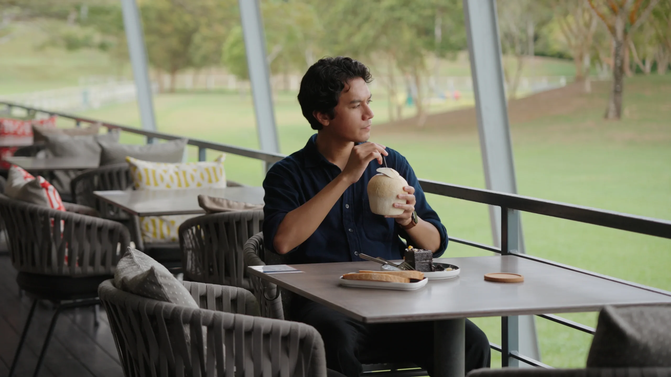 Terrace cafe overlooking the golf course at Leisure Farm, Gelang Patah