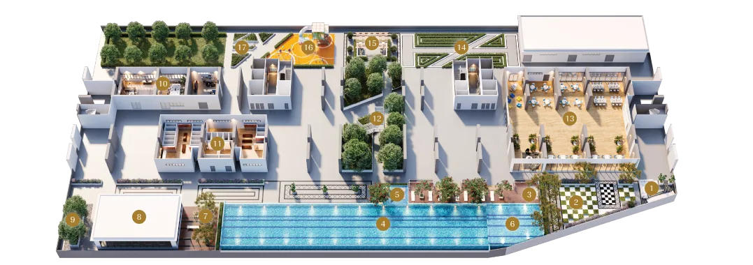 Lumina Residence, George Town: Level 9 facilities deck plan with pool