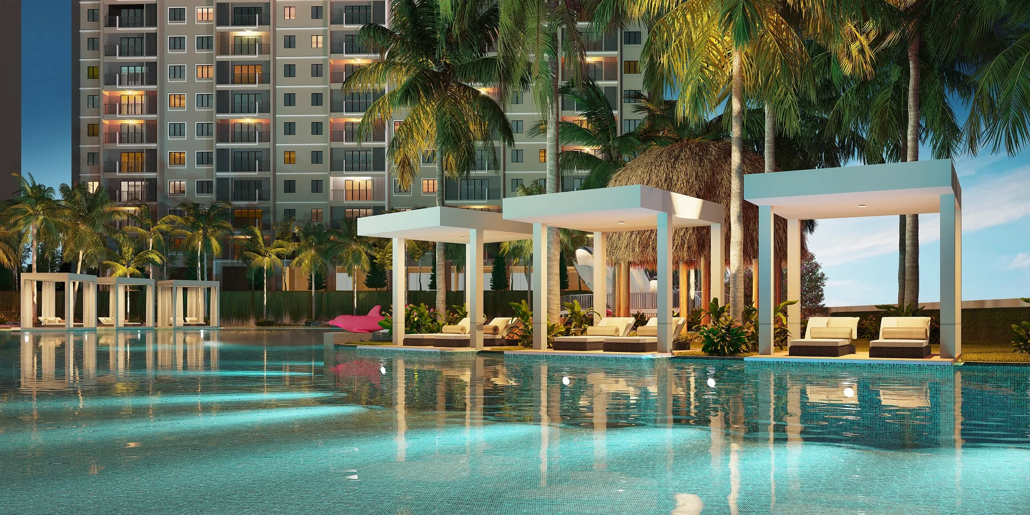 Maldives Residences, Bayan Lepas: cabana area by the pool