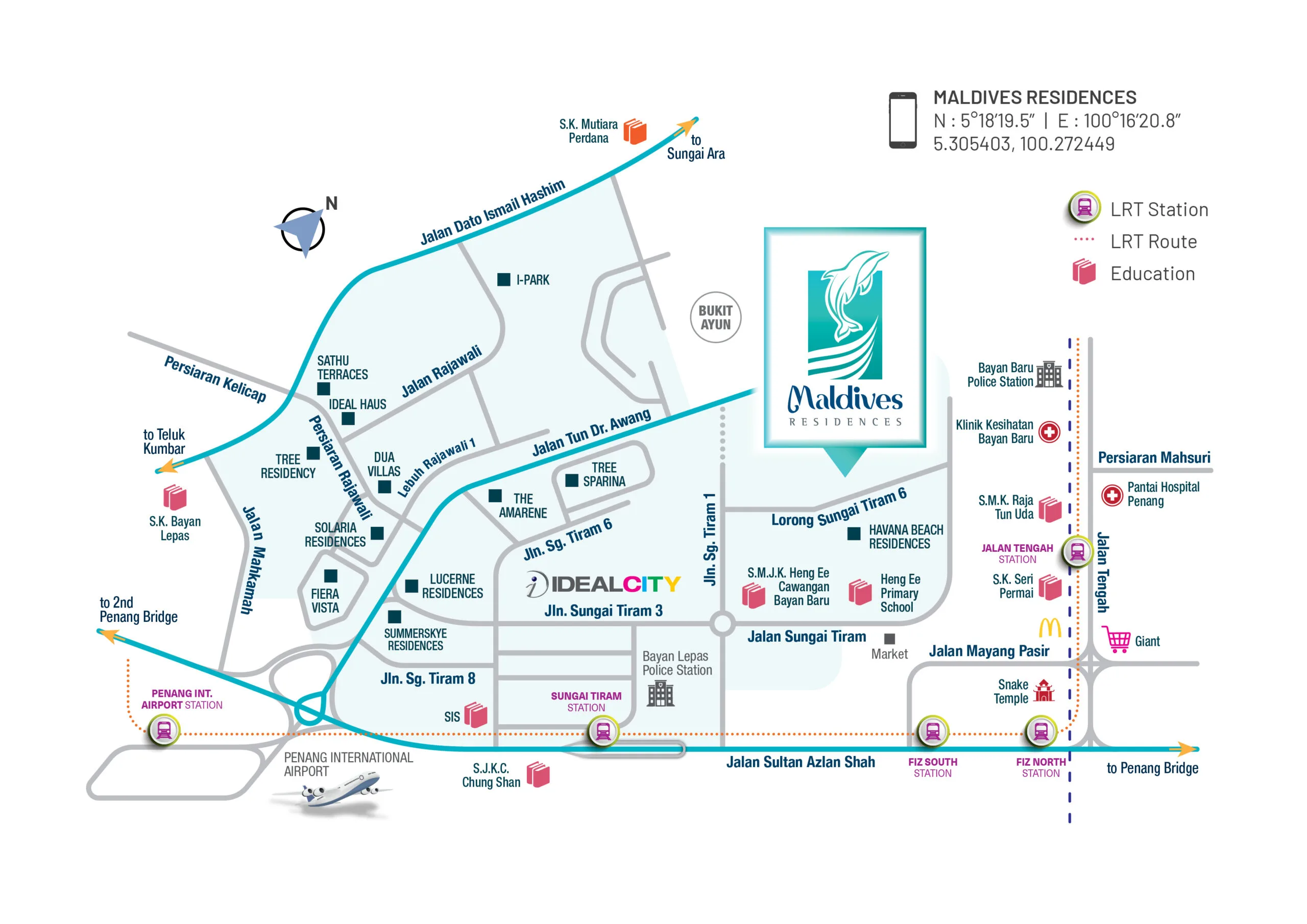 Maldives Residences, Bayan Lepas: location map, near Penang International Airport