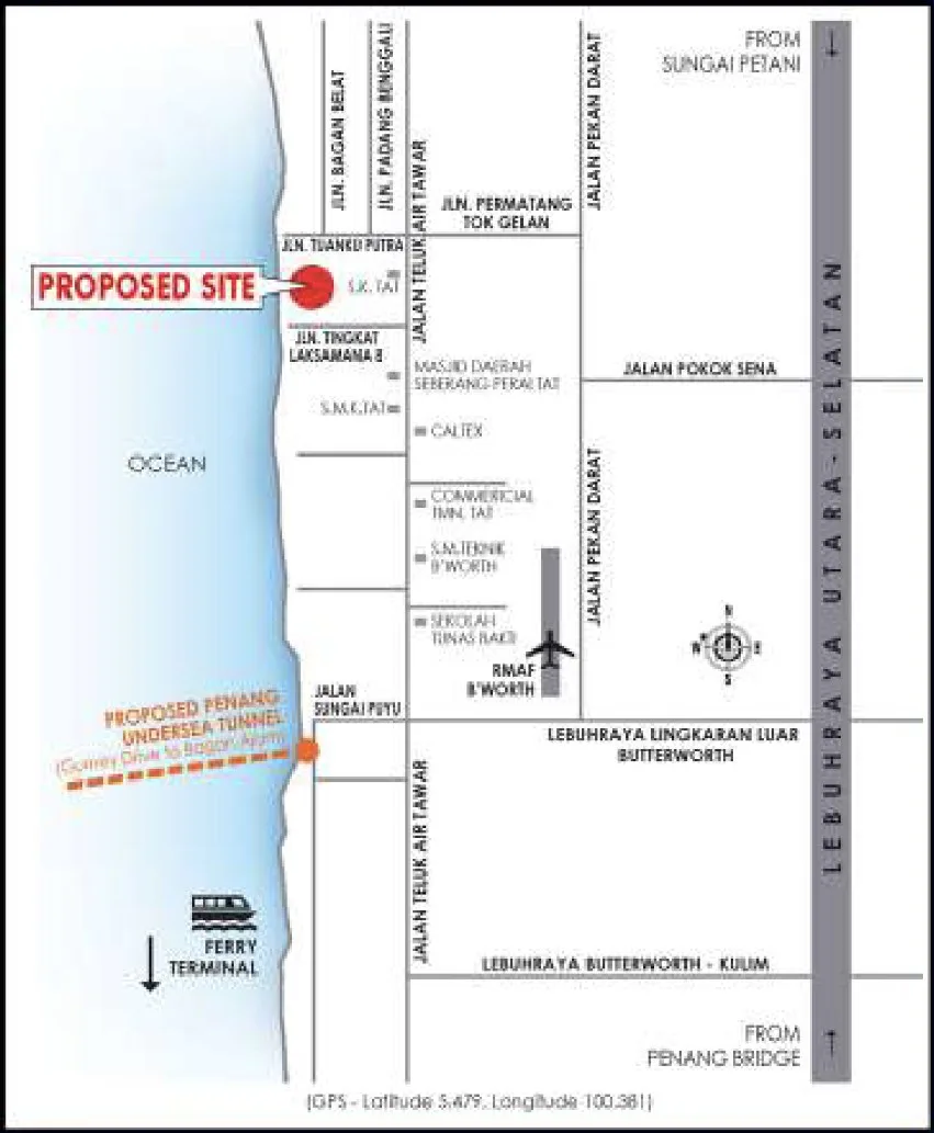 Marina Residences 2 @ Clear Water Bay, Butterworth: location map, off Jalan Teluk Air Tawar