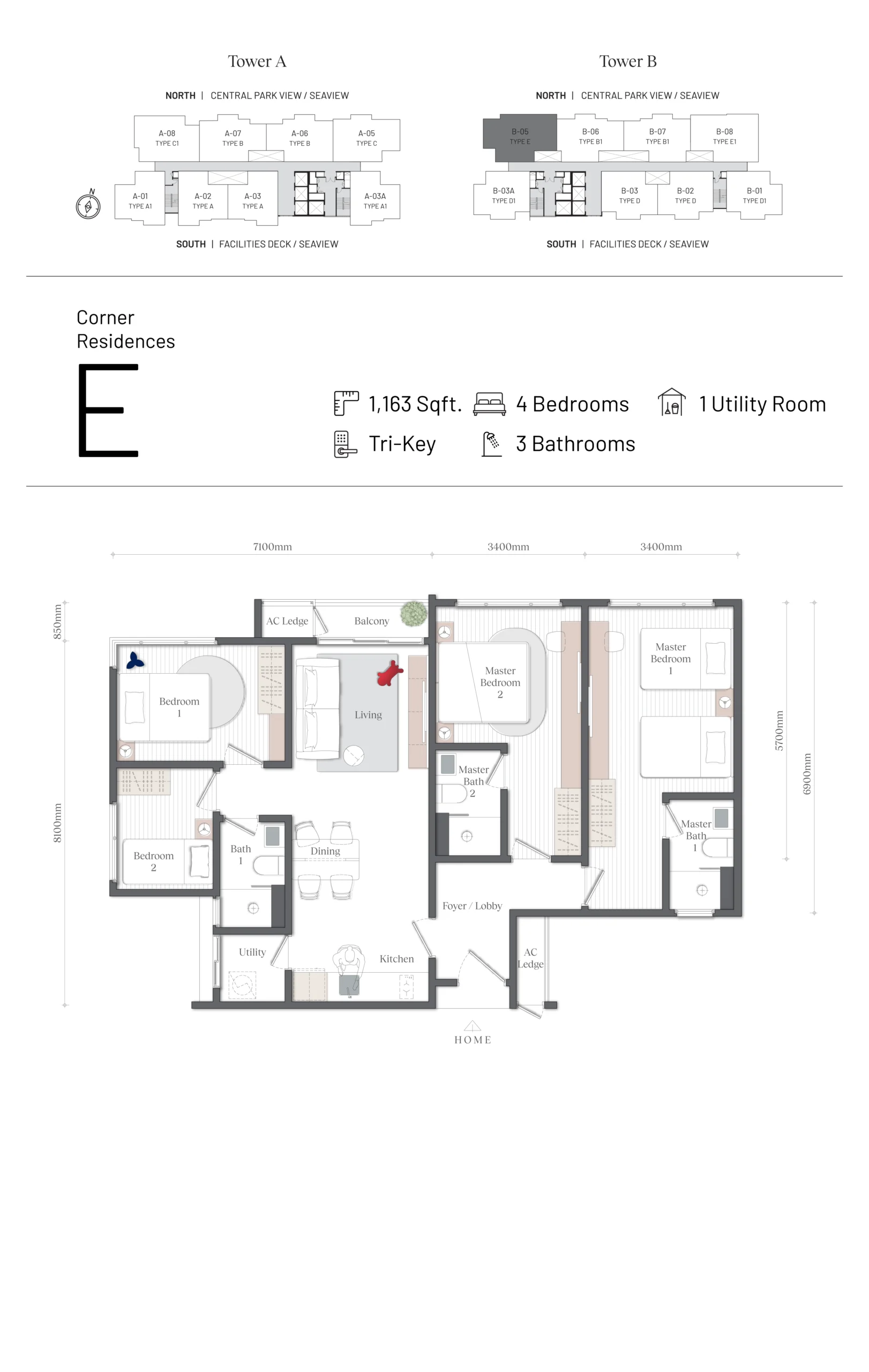 Mezon @ Park Enclave, Aspen Vision City, Batu Kawan: Tower B Type E floor plan