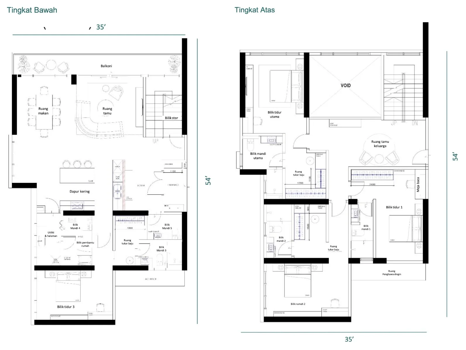 Muze @ PICC, Bayan Lepas: Duplex I floor plan, 4 bed + maid's room 6 bath, 2,883 sq ft