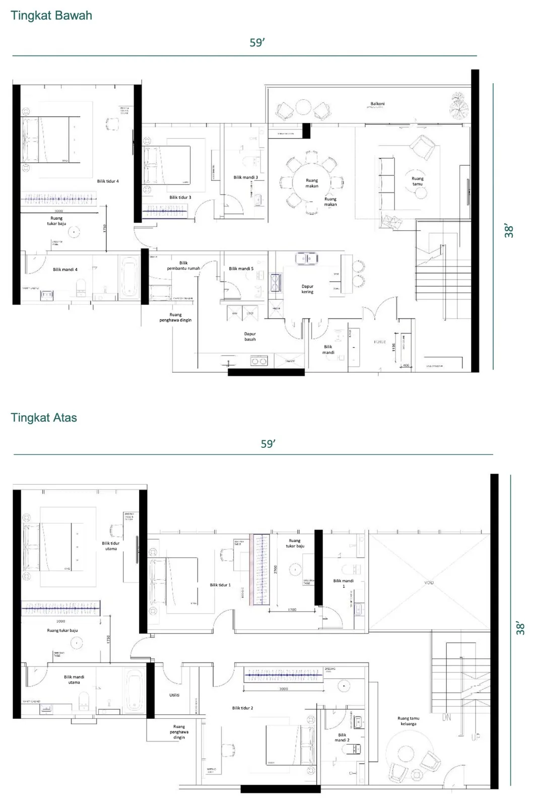 Muze @ PICC, Bayan Lepas: Duplex K floor plan, 5 bed + maid's room 7 bath, 3,472 sq ft