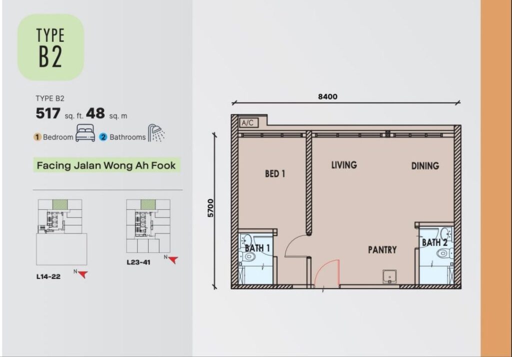 One Heritage floor plan, Type B2