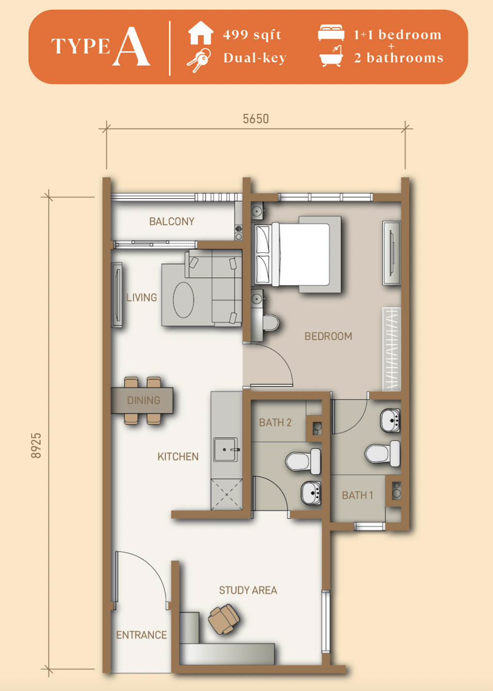 Pine Legacy Type A dual-key floor plan