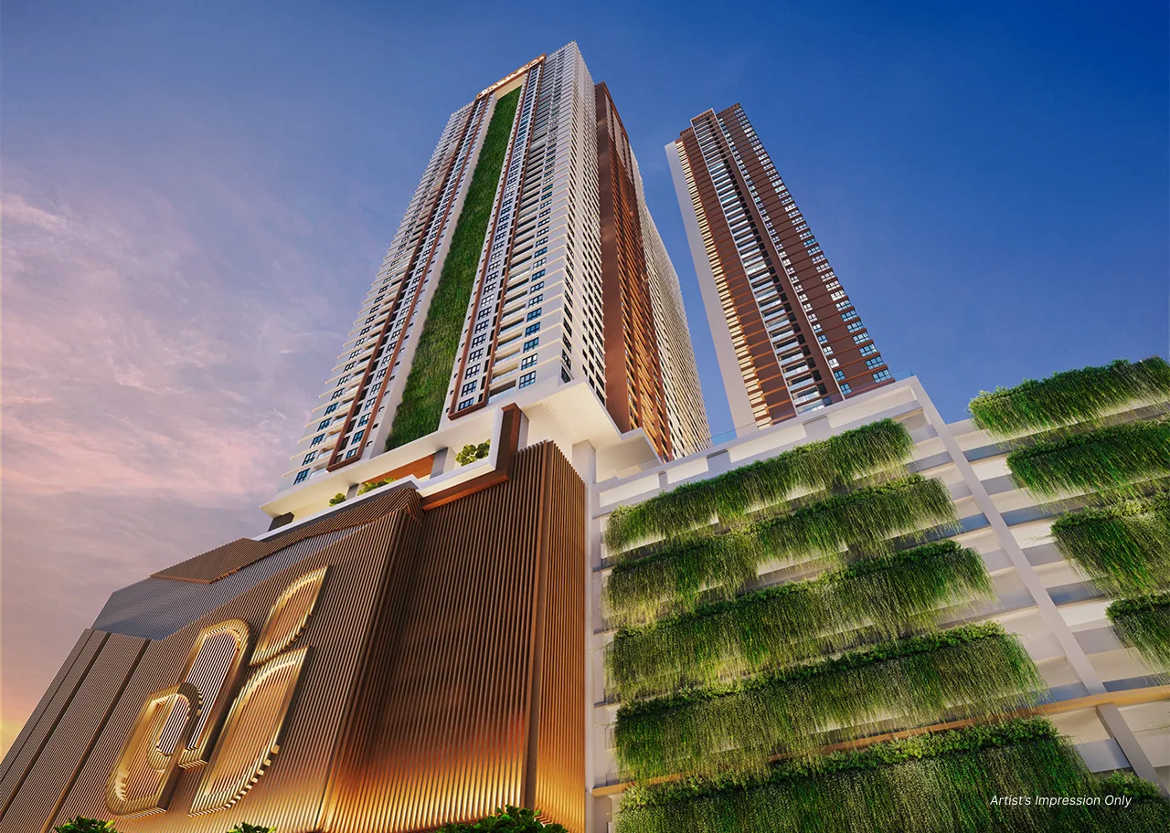 Pinnacle Bukit Gambier, Gelugor: tower facade, front view, artist's impression