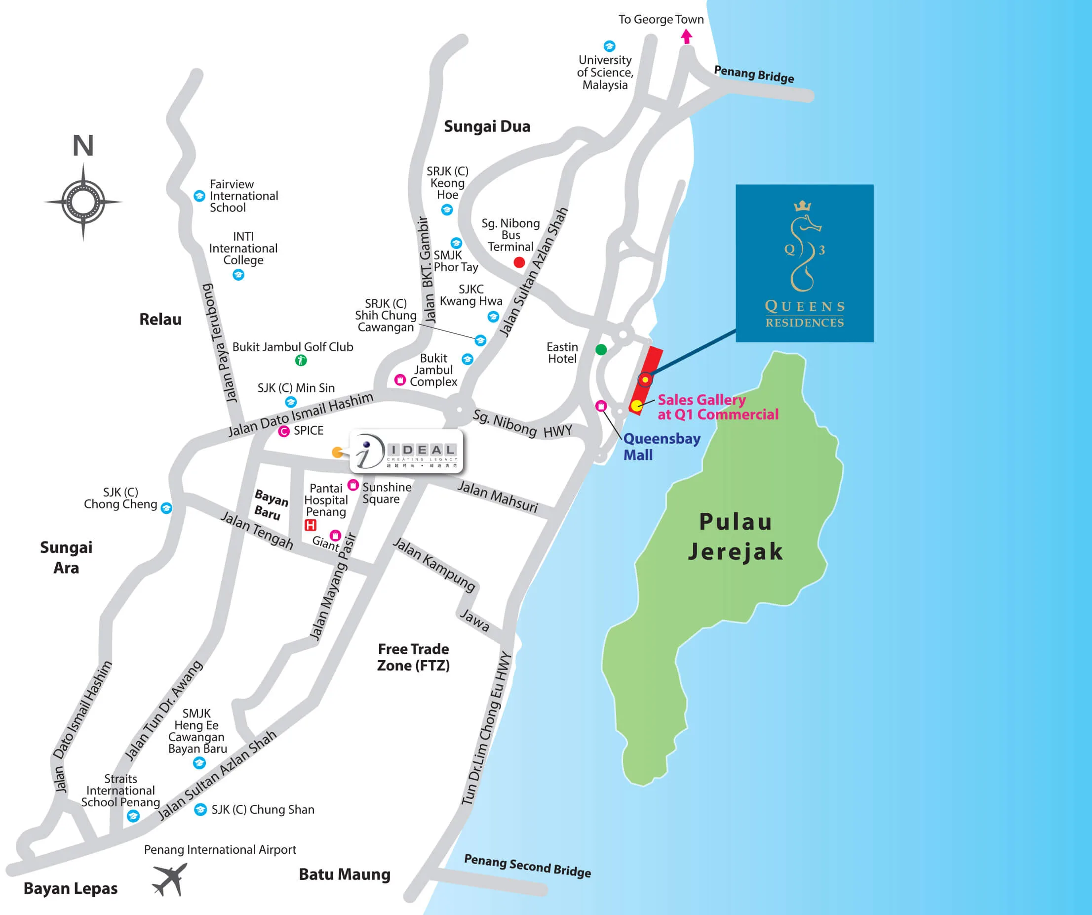 Queens Residences Q3, Queens Waterfront, Bayan Lepas: location map