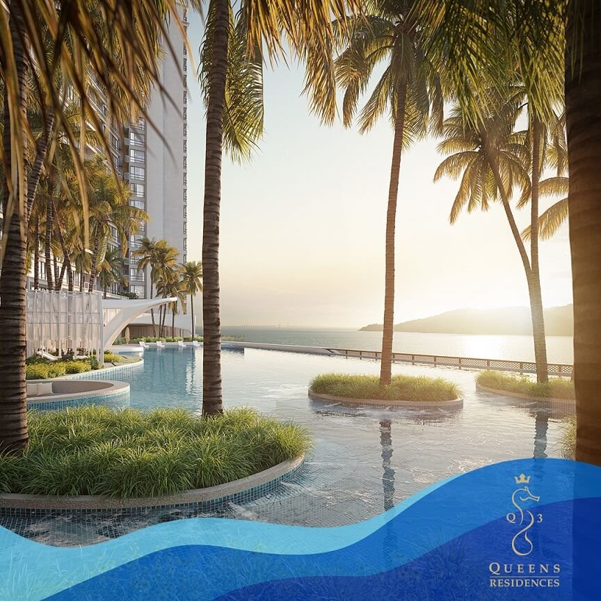 Queens Residences Q3, Queens Waterfront, Bayan Lepas: tower exterior (artist's impression)