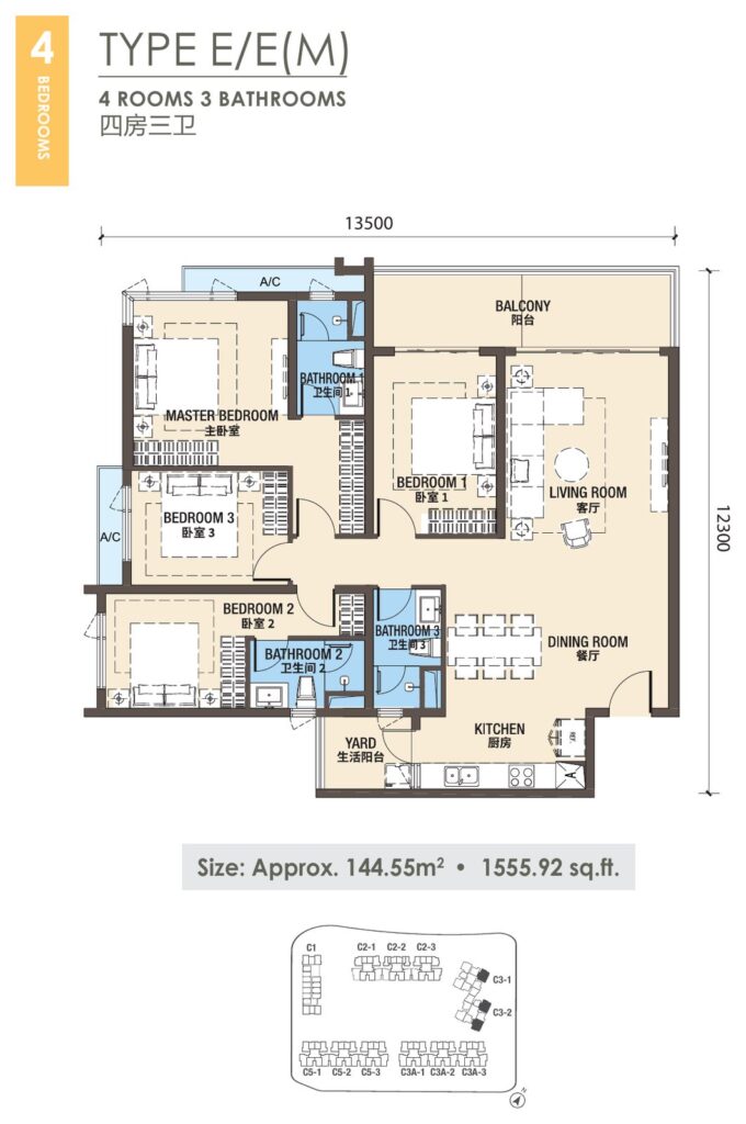 R&F Princess Cove Phase 3 (New Casa Suites) floor plan, Type E / E(M)