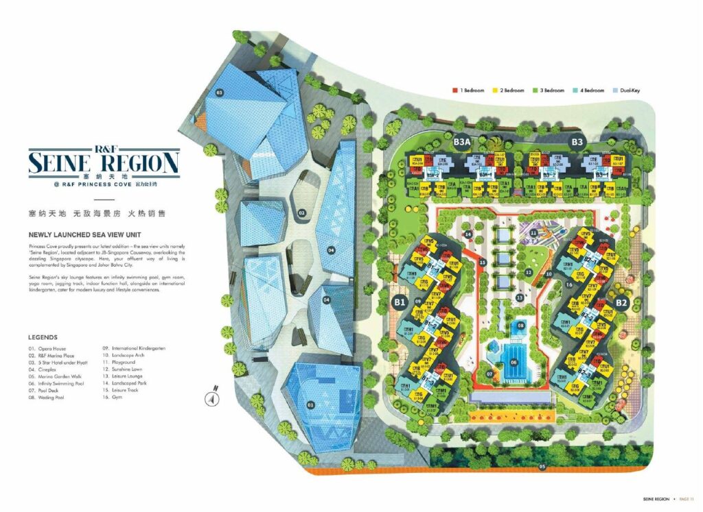 R&F Princess Cove Phase 2 Seine Region site plan with facilities legend