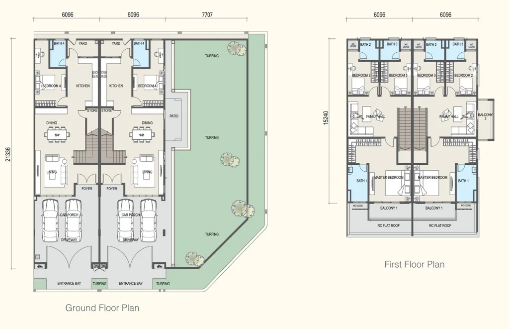 Aluna double-storey terrace floor plan, 2,219 sq ft