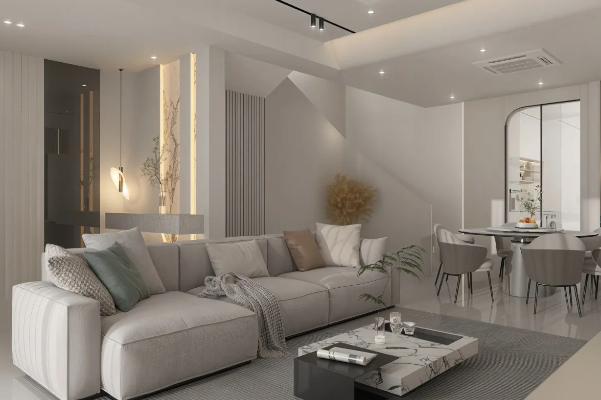 SA Terraces, Simpang Ampat: living and dining area, interior impression