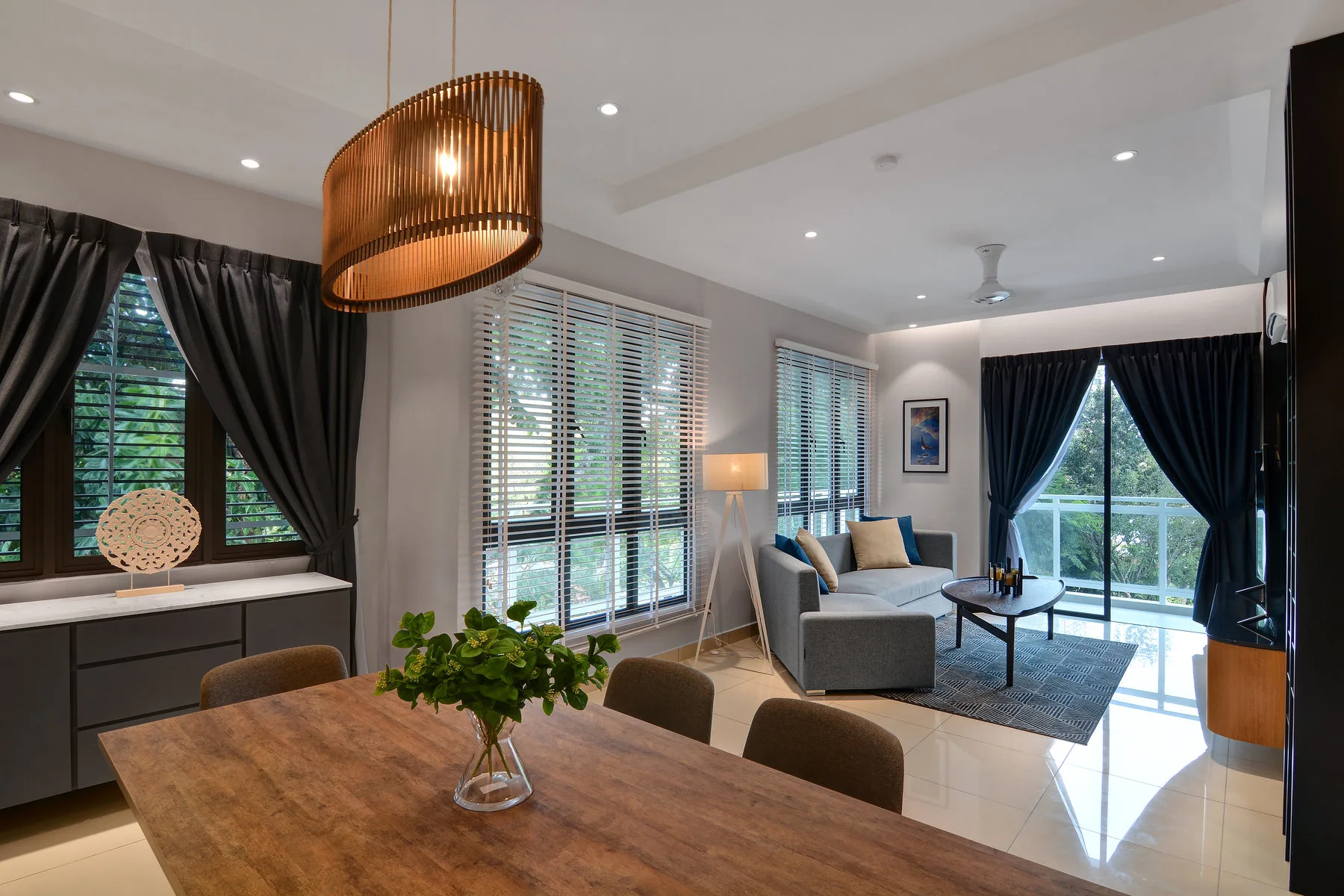 Scots Pavilion, George Town: show unit living and dining, 1,400 sq ft layout