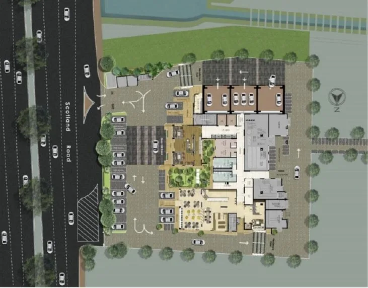 Scots Pavilion, George Town: ground-level site plan with entrance from Jalan Scotland