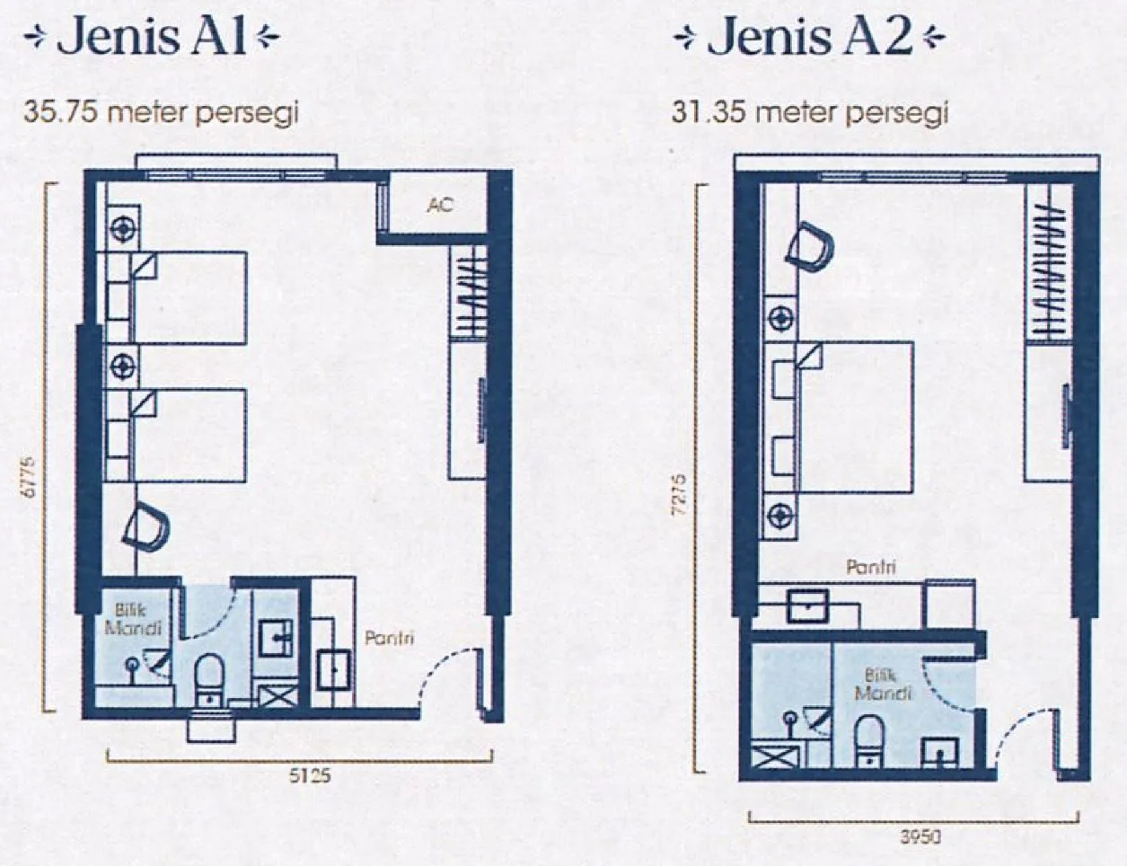 Scott @ Logan, George Town: Type A(I) and A(II) studio floor plans