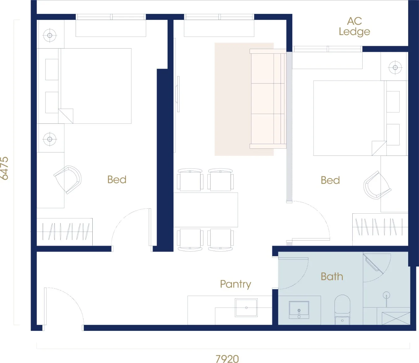 Scott @ Logan, George Town: Type B 2-bedroom floor plan