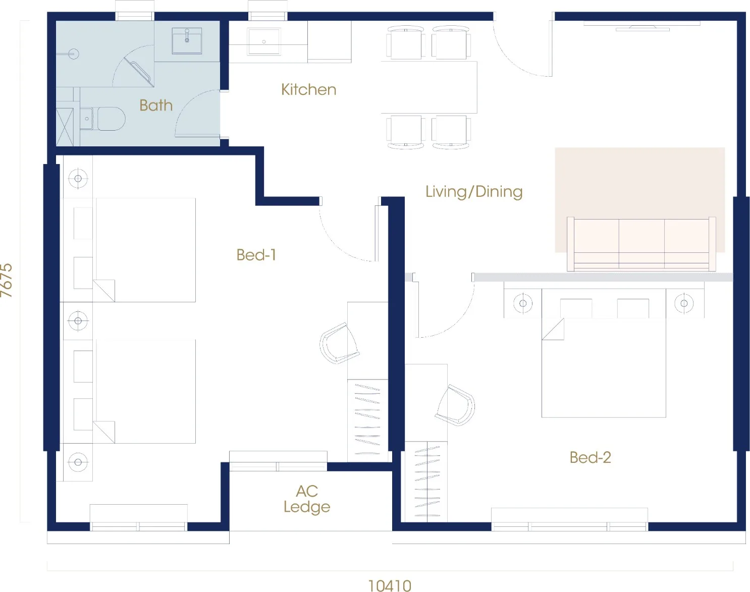 Scott @ Logan, George Town: Type D 2-bedroom floor plan