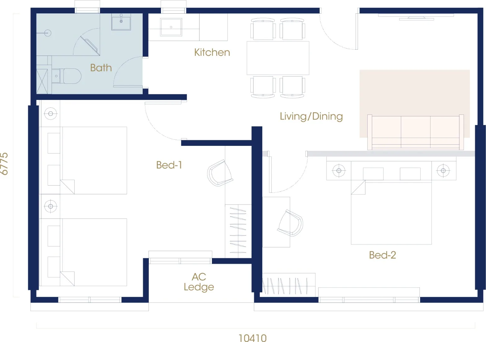 Scott @ Logan, George Town: Type D(I) 2-bedroom floor plan