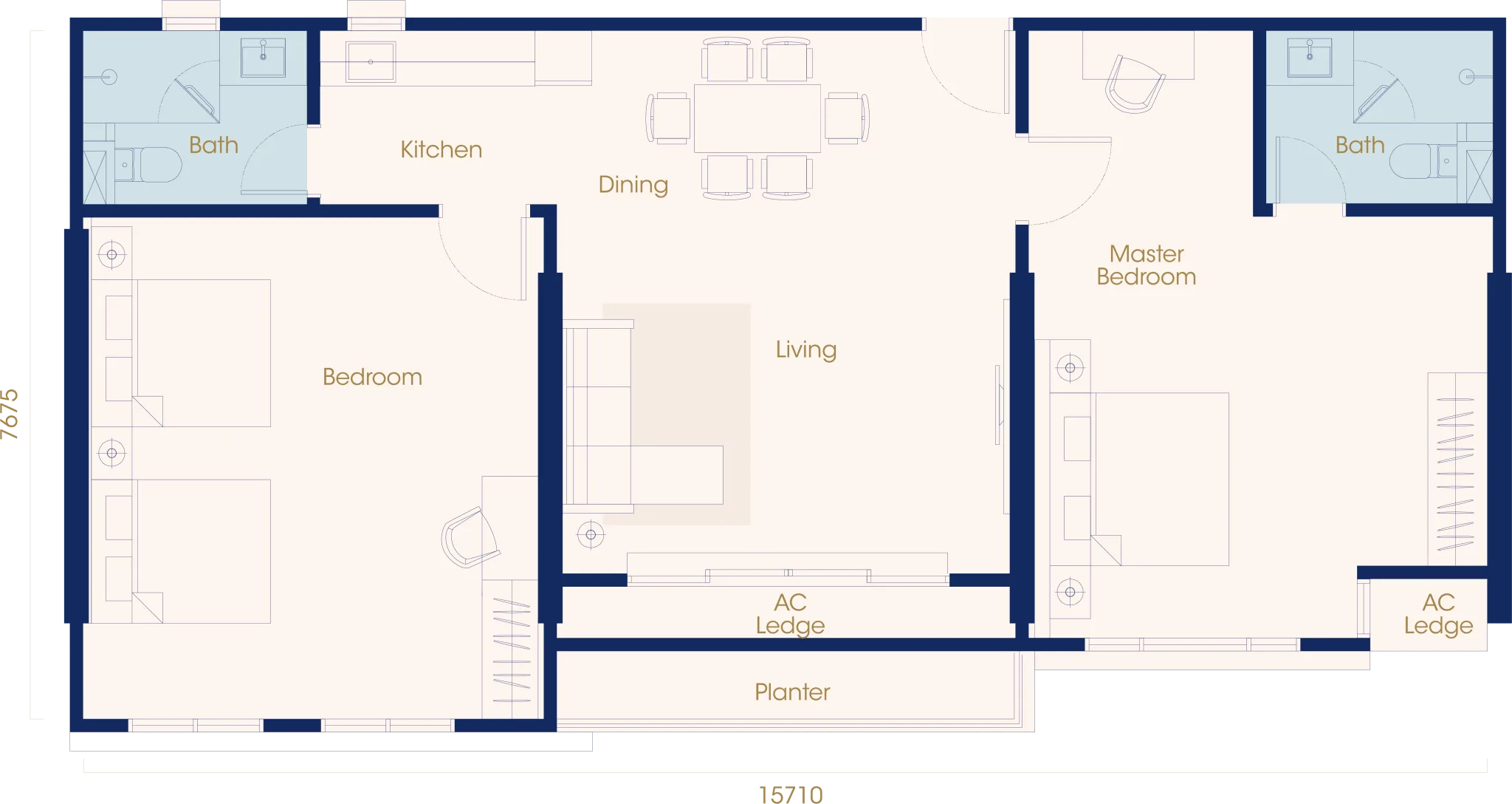 Scott @ Logan, George Town: Type E 2-bedroom floor plan