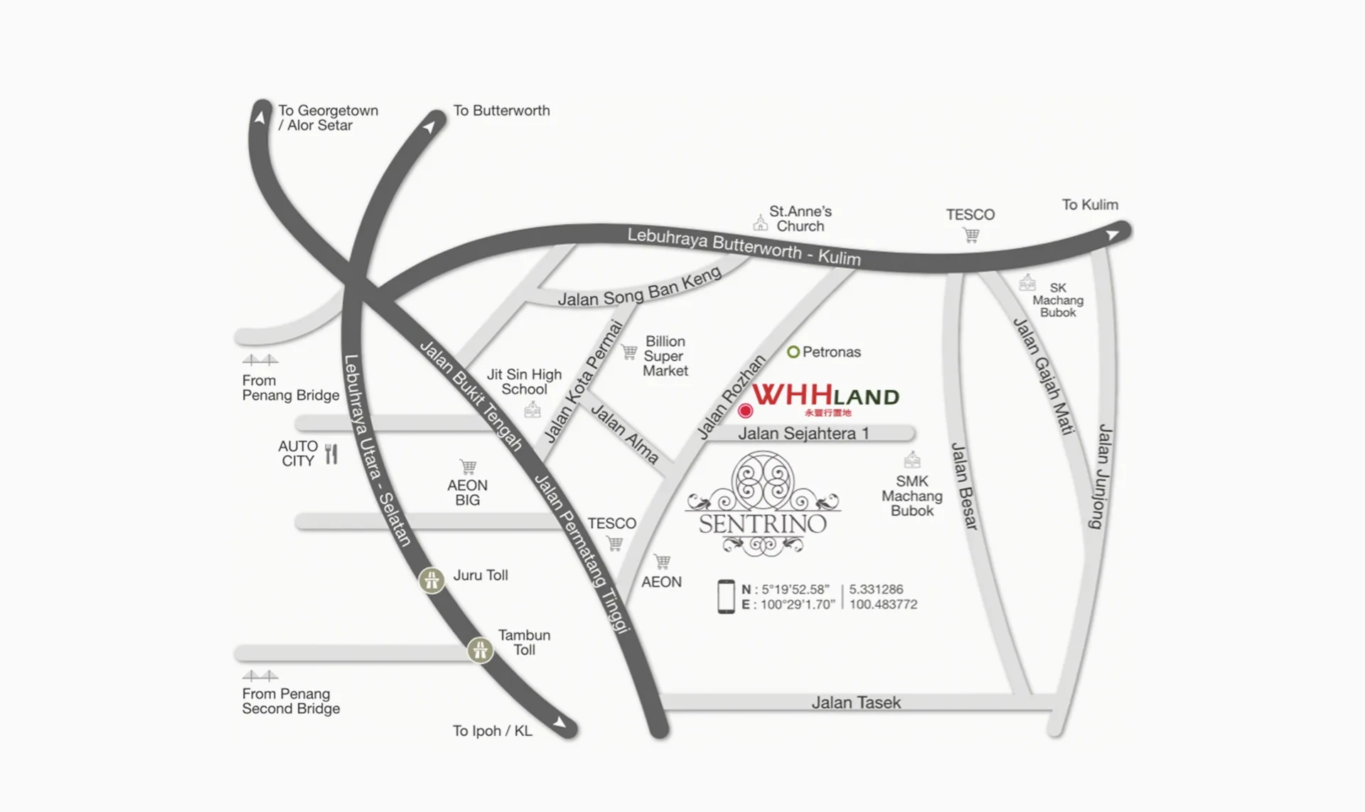 Sentrino, Bukit Mertajam: location map, Alma