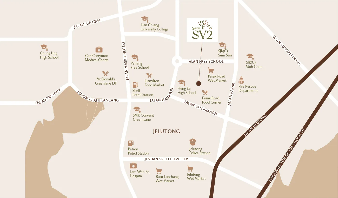 Setia SV2, Jelutong: location map