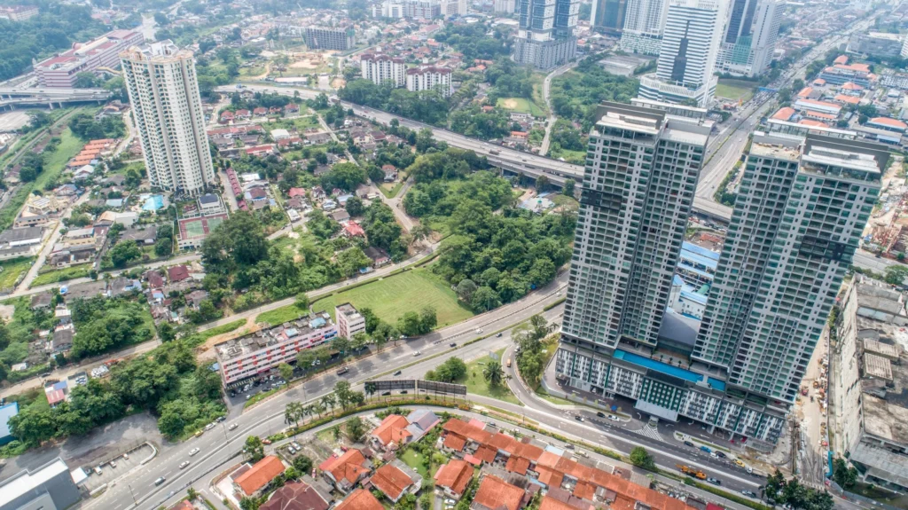 Aerial view of SKS Pavillion Residences on Jalan Storey, Johor Bahru
