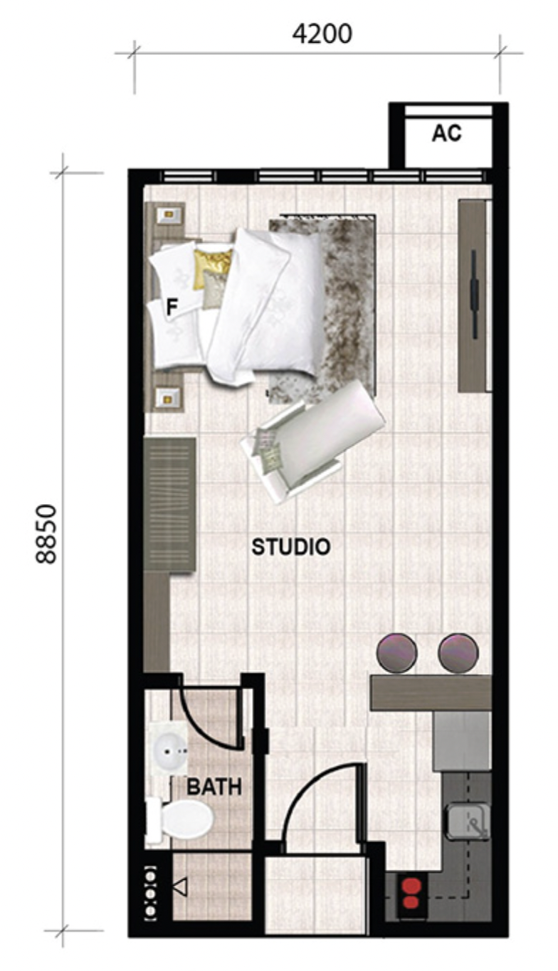 SKS Pavillion Type F studio floor plan
