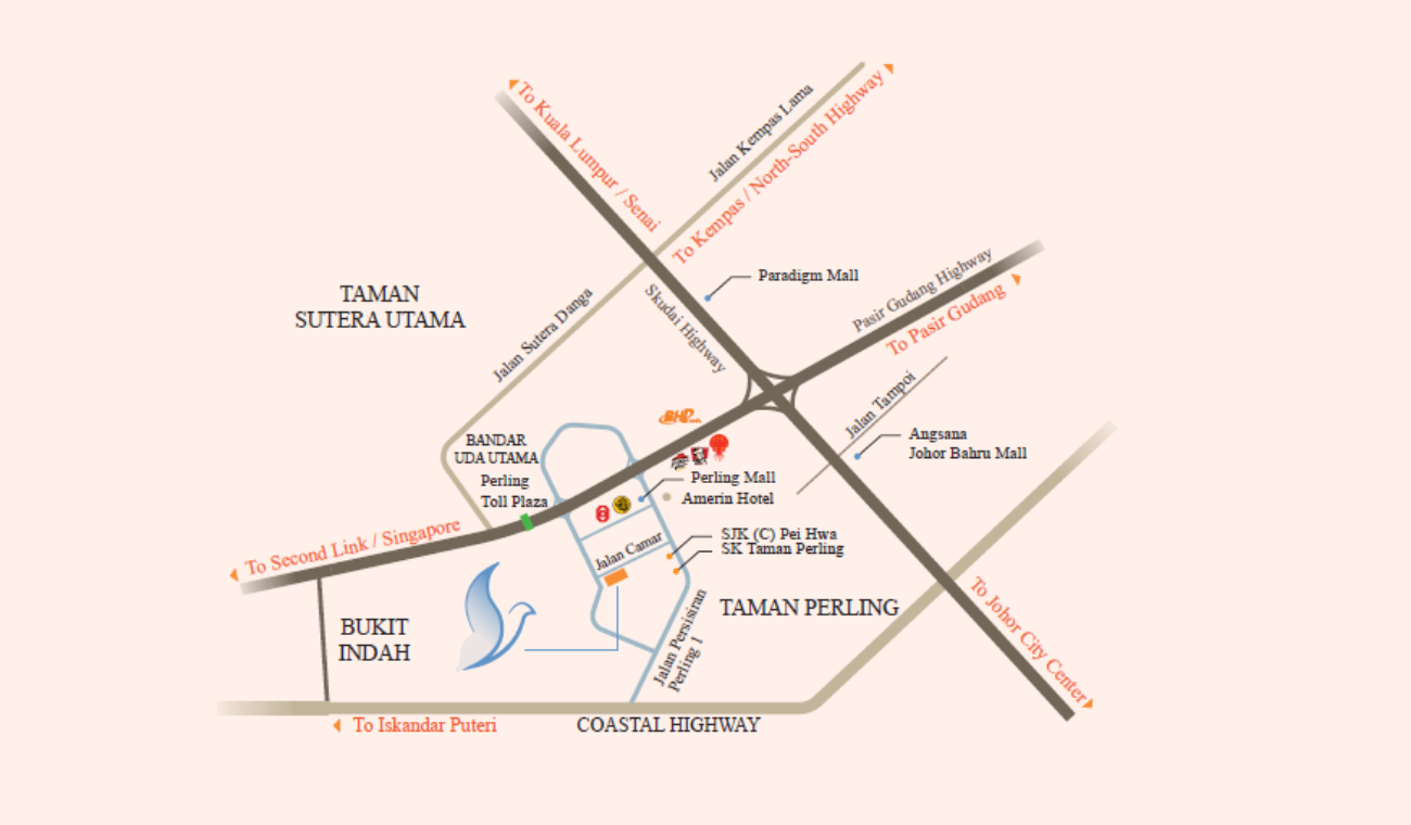 Sky Curve location map, Taman Perling