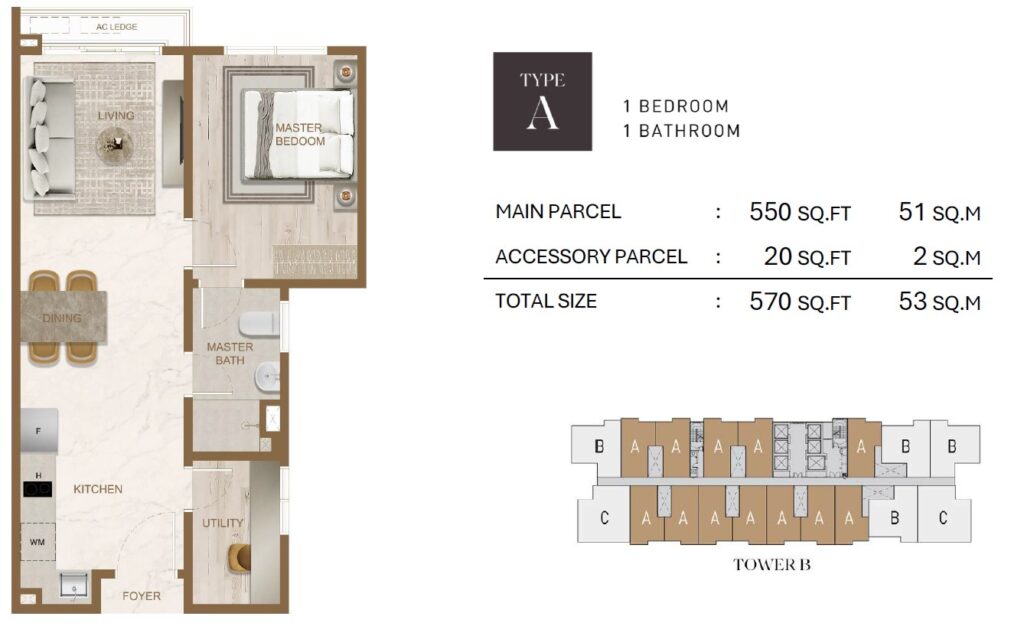 Skyline One Sentosa floor plan, Type A