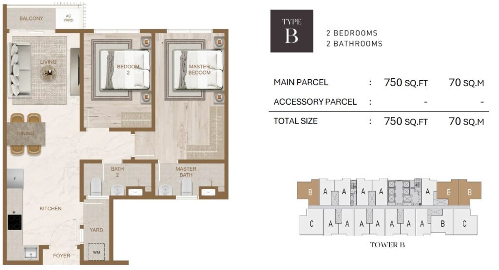 Skyline One Sentosa floor plan, Type B