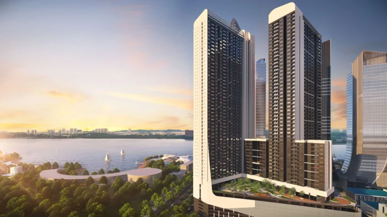 Skypark Kepler twin 54-storey towers on the Lido waterfront, Johor Bahru (artist's impression)