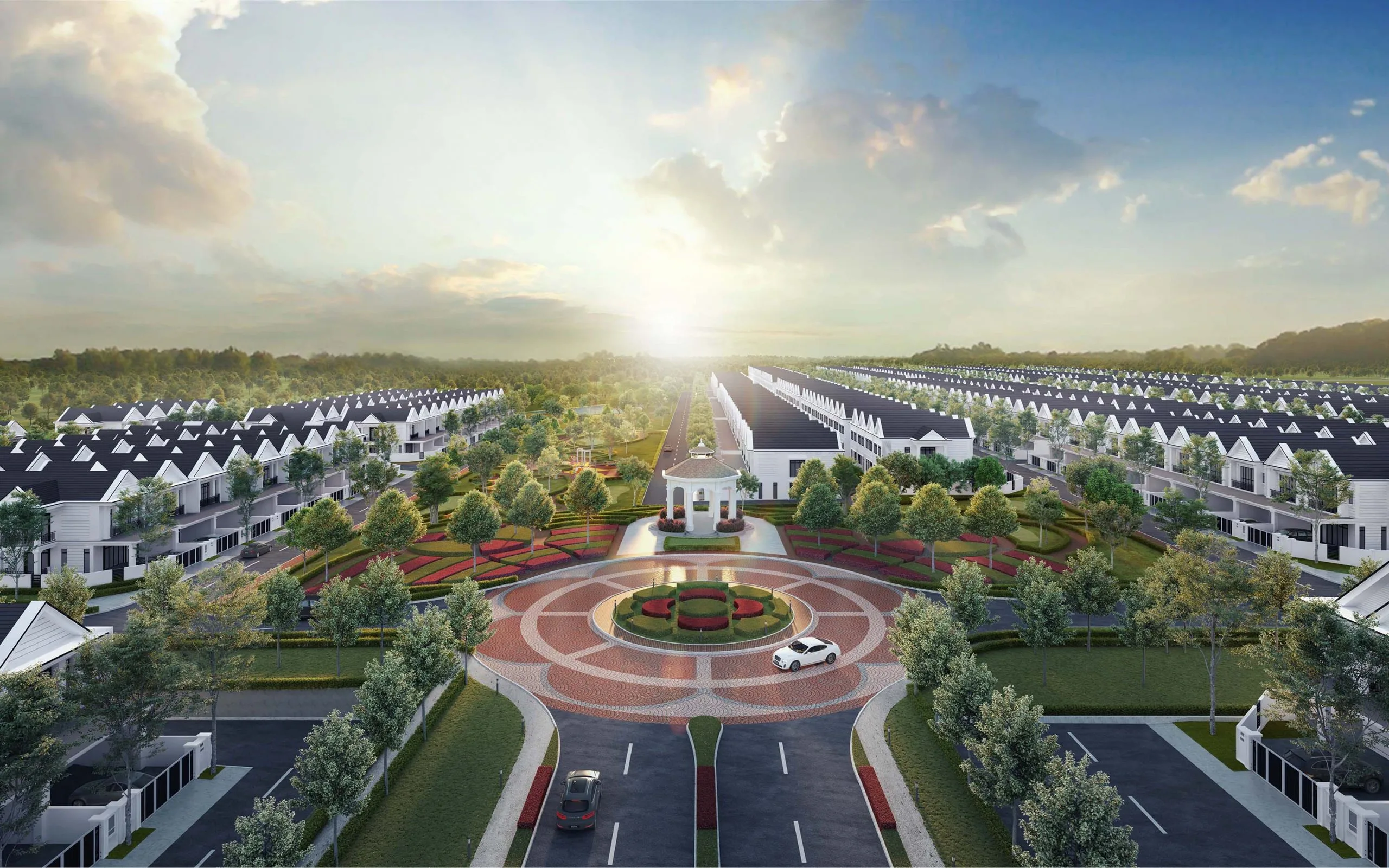Garden roundabout and pavilion at South Hills Seri Alam
