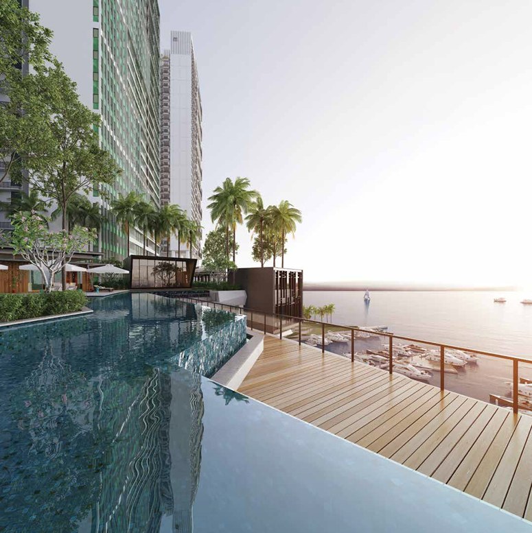 Southern Marina Residences pool deck facing the marina (artist impression)