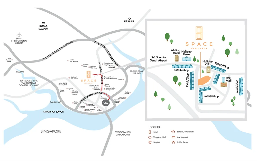 Location map of Space Residency beside KSL City Mall