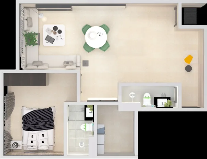 Space Residency Type A floor plan, 645 sq ft 1+1