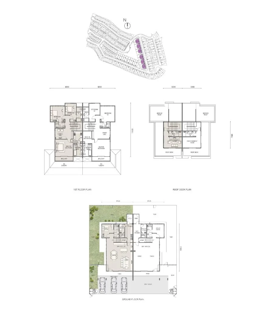 Sunway Emerald Residence D1-B 型平面图，5+1 房 6 卫，4,006 平方尺