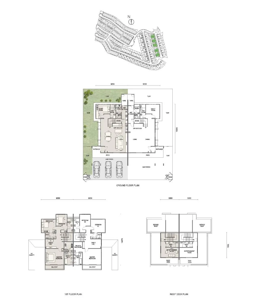Sunway Emerald Residence D1-B2 型平面图，5+1 房 6 卫，4,192 平方尺