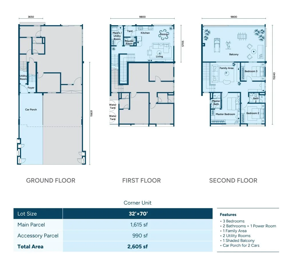 Serene Villas, Bukit Mertajam: corner townhouse, upper unit floor plan