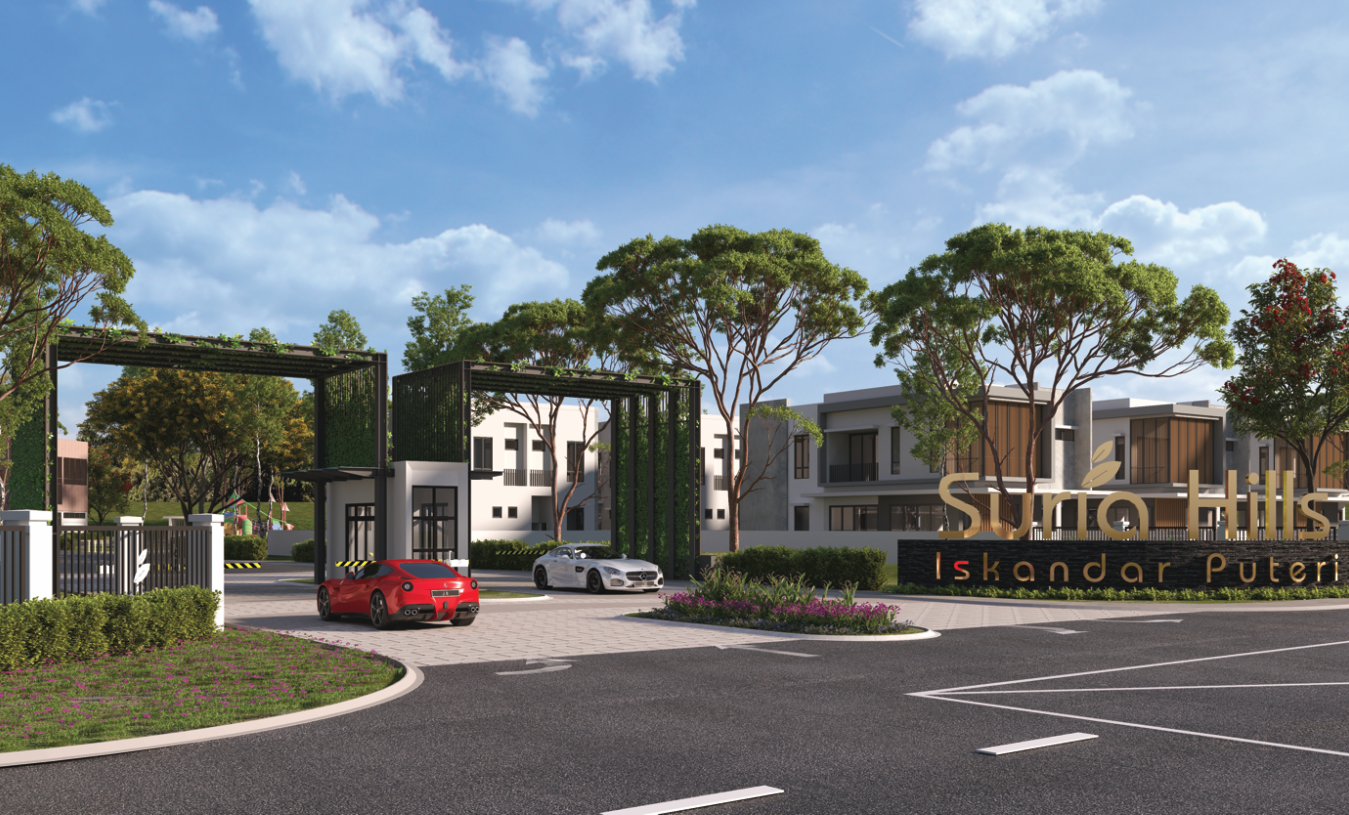 Suria Hills gated entrance and bungalows, Iskandar Puteri