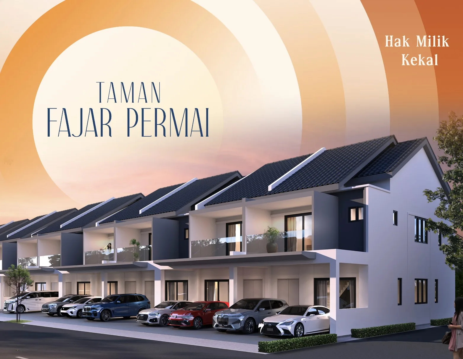 Taman Fajar Permai (Sunrise Terraces), Nibong Tebal: two-storey terrace row from the street (artist's impression)
