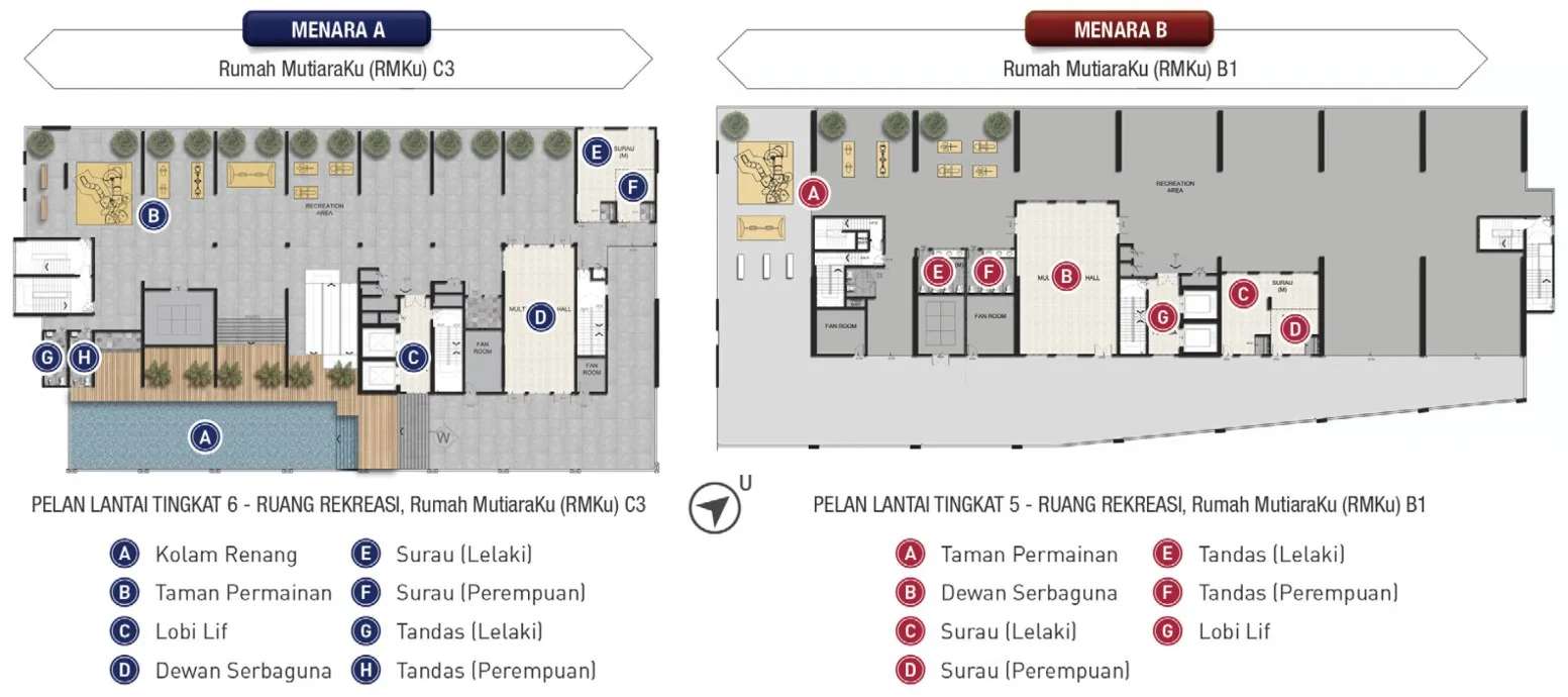 Taman Harmoni Vista, Teluk Kumbar: recreation floor plans with the pool deck